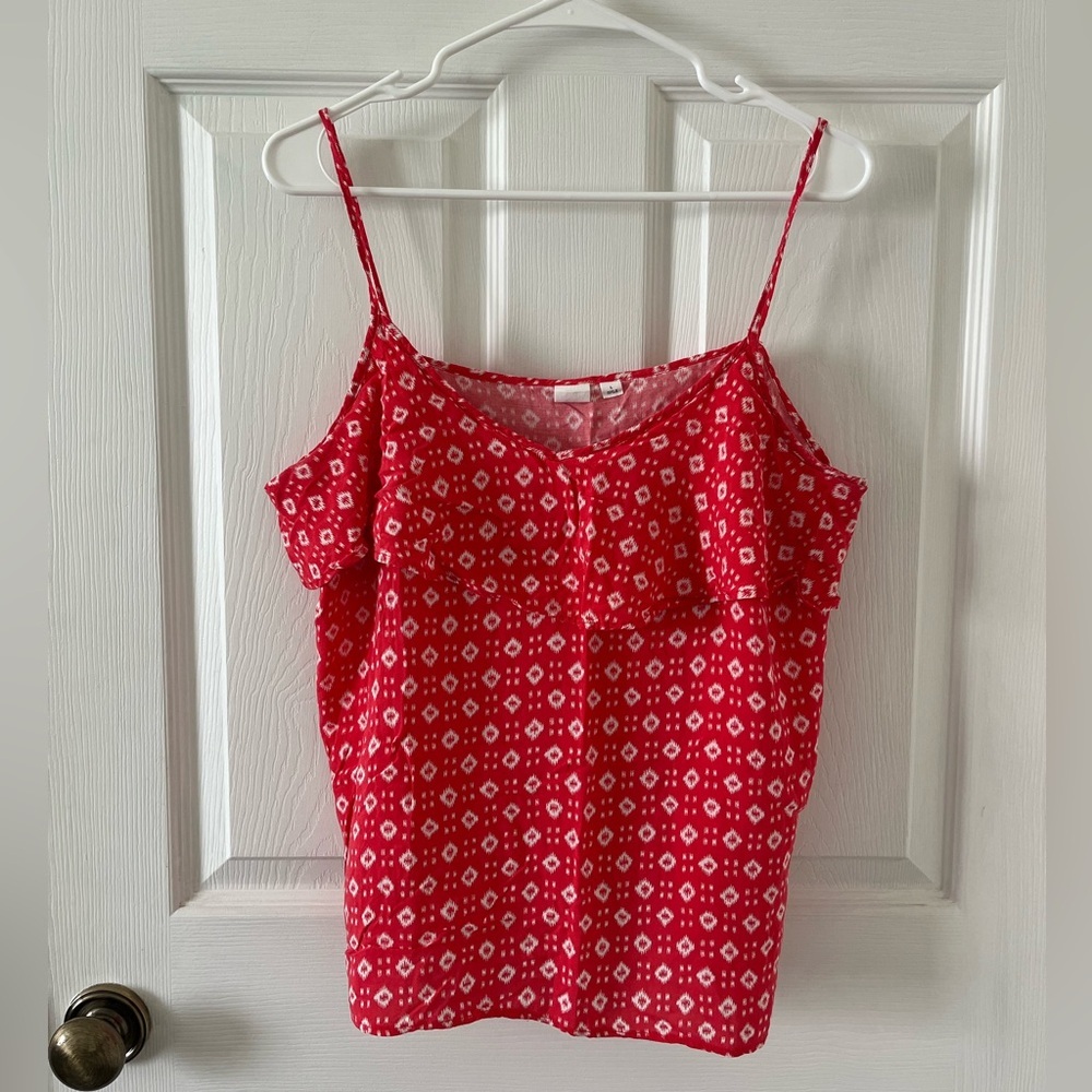 GAP Red Printed Spaghetti-Strap Camisole